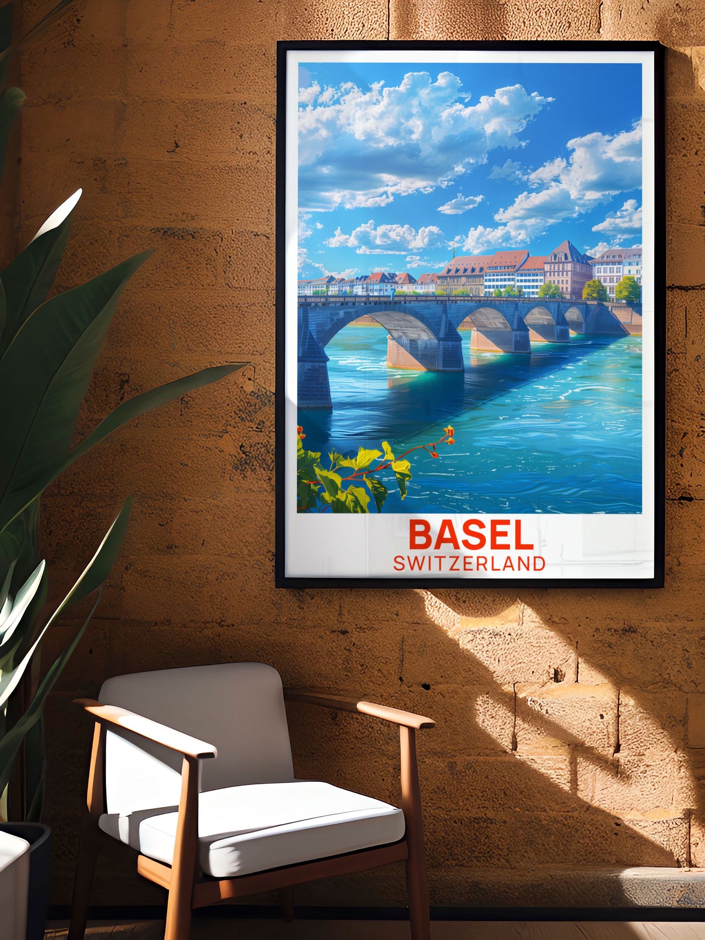 Basel Fine Line Posters Mittlere Brucke Stunning Unique Prints Switzerland Elegant Home Decor