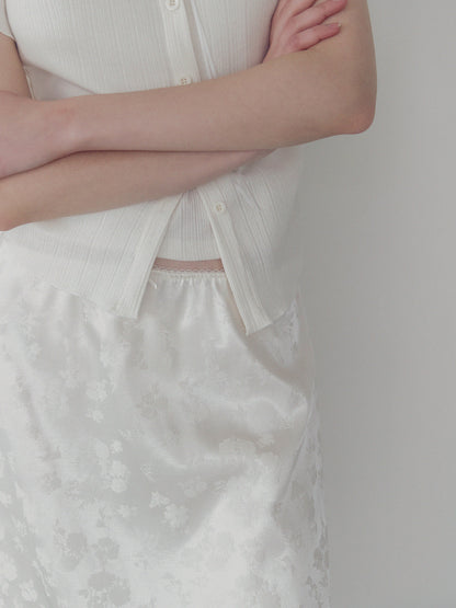 Divet flower satin banding midi skirt
