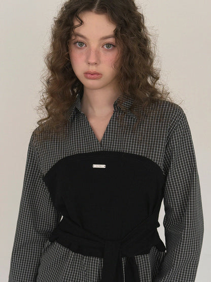 Noen Layered Top Bustier Shirt Blouse