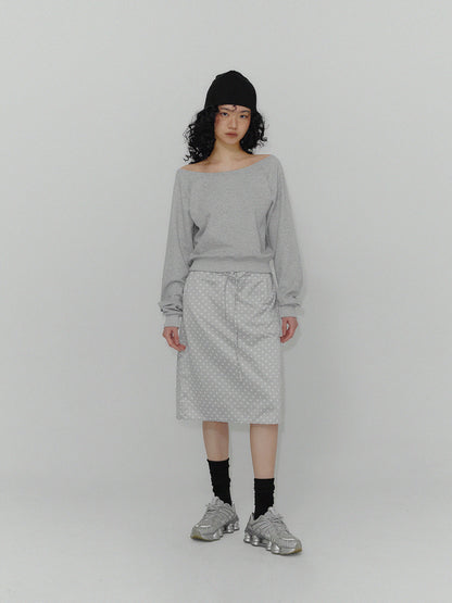 Ilang Dot Satin Midi Skirt