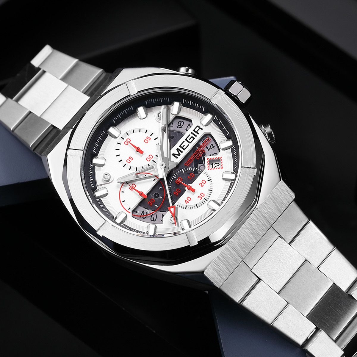 MEGIR New Watch for Men Top Brand Luxury Casual Quartz Wristwatch with Chronograph Waterproof Luminous Auto Date Reloj Hombre 2225