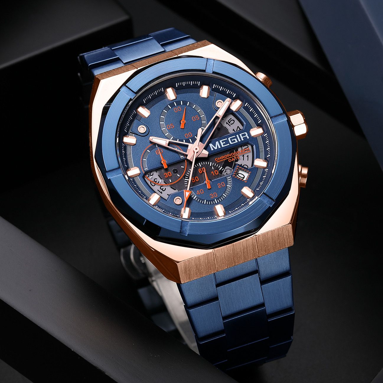 MEGIR New Watch for Men Top Brand Luxury Casual Quartz Wristwatch with Chronograph Waterproof Luminous Auto Date Reloj Hombre 2225