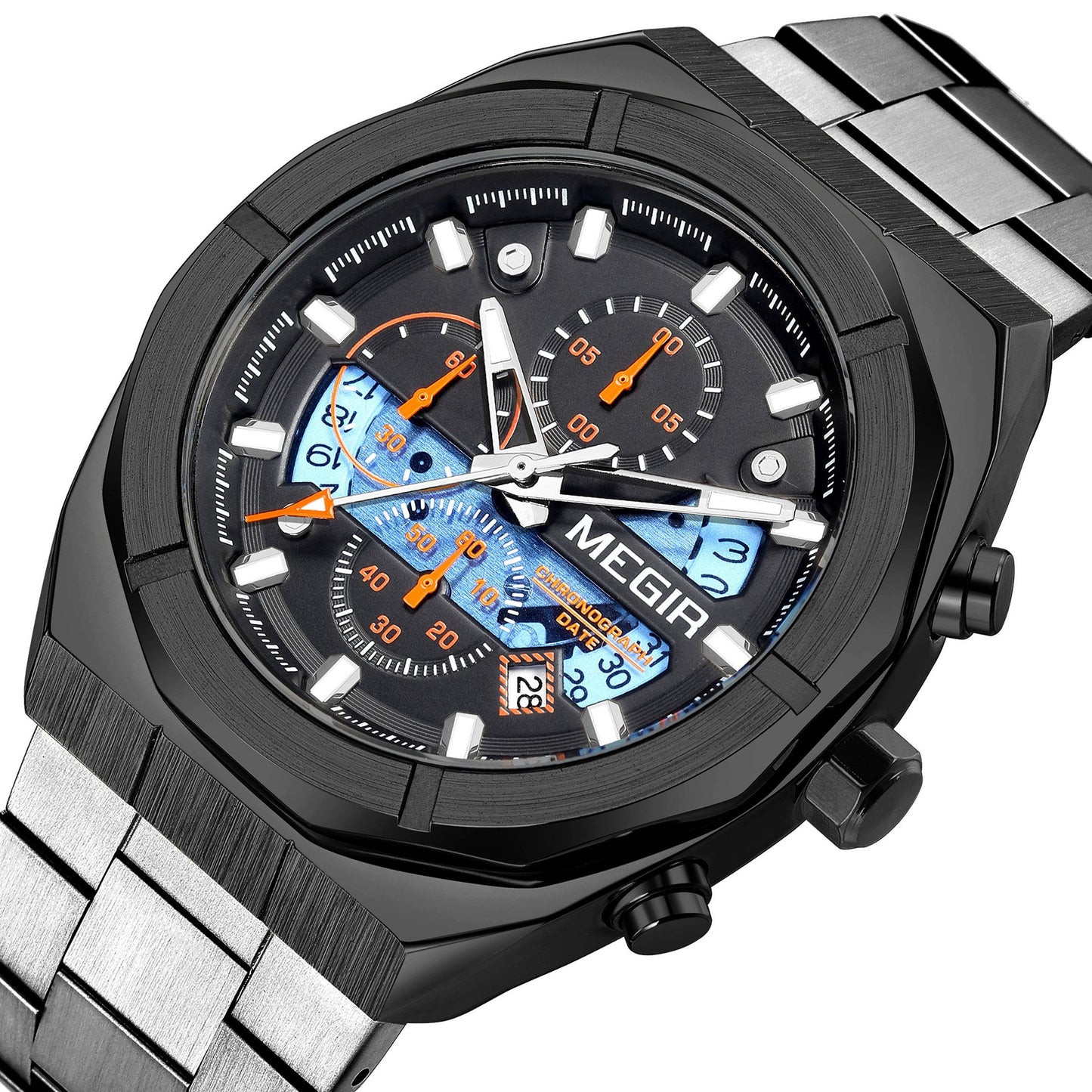 MEGIR New Watch for Men Top Brand Luxury Casual Quartz Wristwatch with Chronograph Waterproof Luminous Auto Date Reloj Hombre 2225