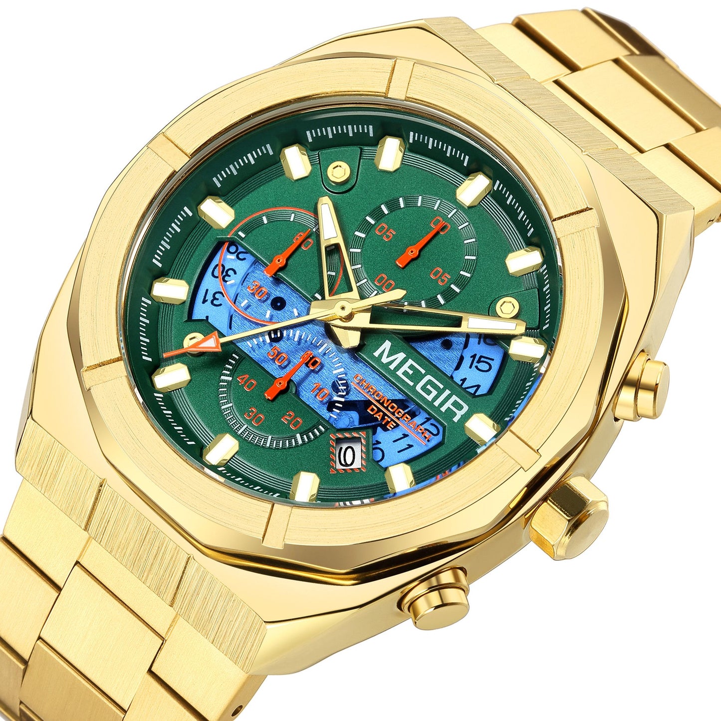 MEGIR New Watch for Men Top Brand Luxury Casual Quartz Wristwatch with Chronograph Waterproof Luminous Auto Date Reloj Hombre 2225