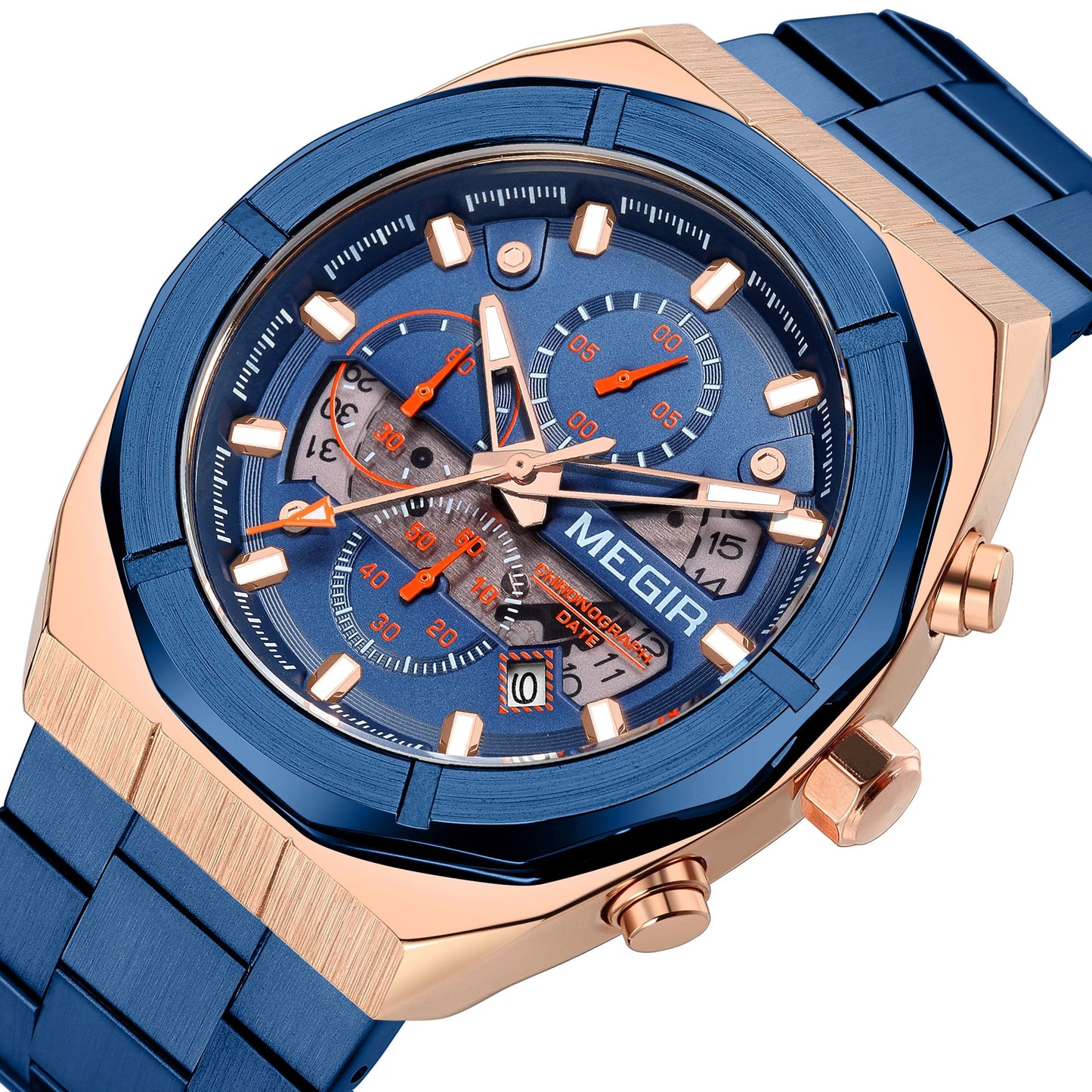 MEGIR New Watch for Men Top Brand Luxury Casual Quartz Wristwatch with Chronograph Waterproof Luminous Auto Date Reloj Hombre 2225