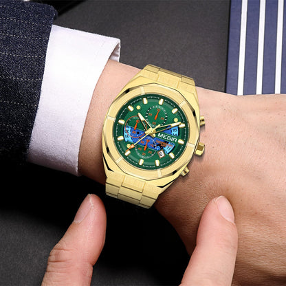 MEGIR New Watch for Men Top Brand Luxury Casual Quartz Wristwatch with Chronograph Waterproof Luminous Auto Date Reloj Hombre 2225