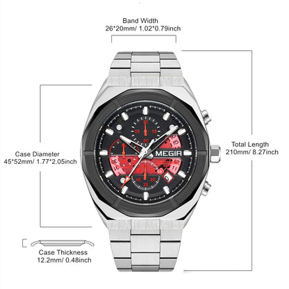 MEGIR New Watch for Men Top Brand Luxury Casual Quartz Wristwatch with Chronograph Waterproof Luminous Auto Date Reloj Hombre 2225