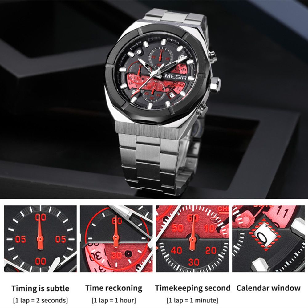 MEGIR New Watch for Men Top Brand Luxury Casual Quartz Wristwatch with Chronograph Waterproof Luminous Auto Date Reloj Hombre 2225
