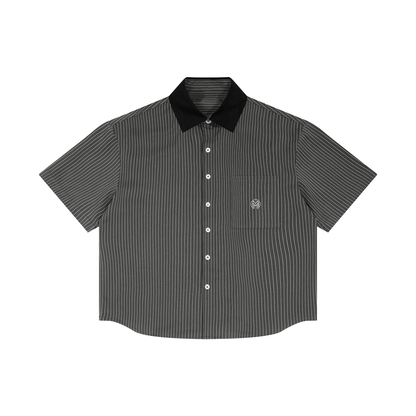Montenegra Striped Boxy Contrast Collar Shirt