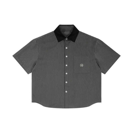 Montenegra Striped Boxy Contrast Collar Shirt