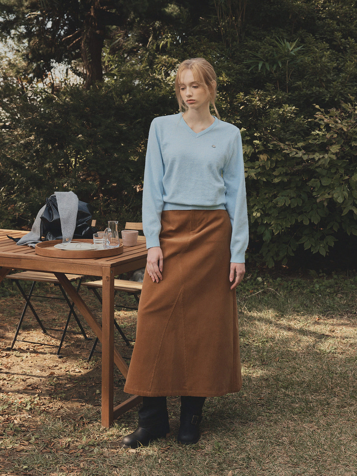 Tudet Corduroy Maxi Long Skirt
