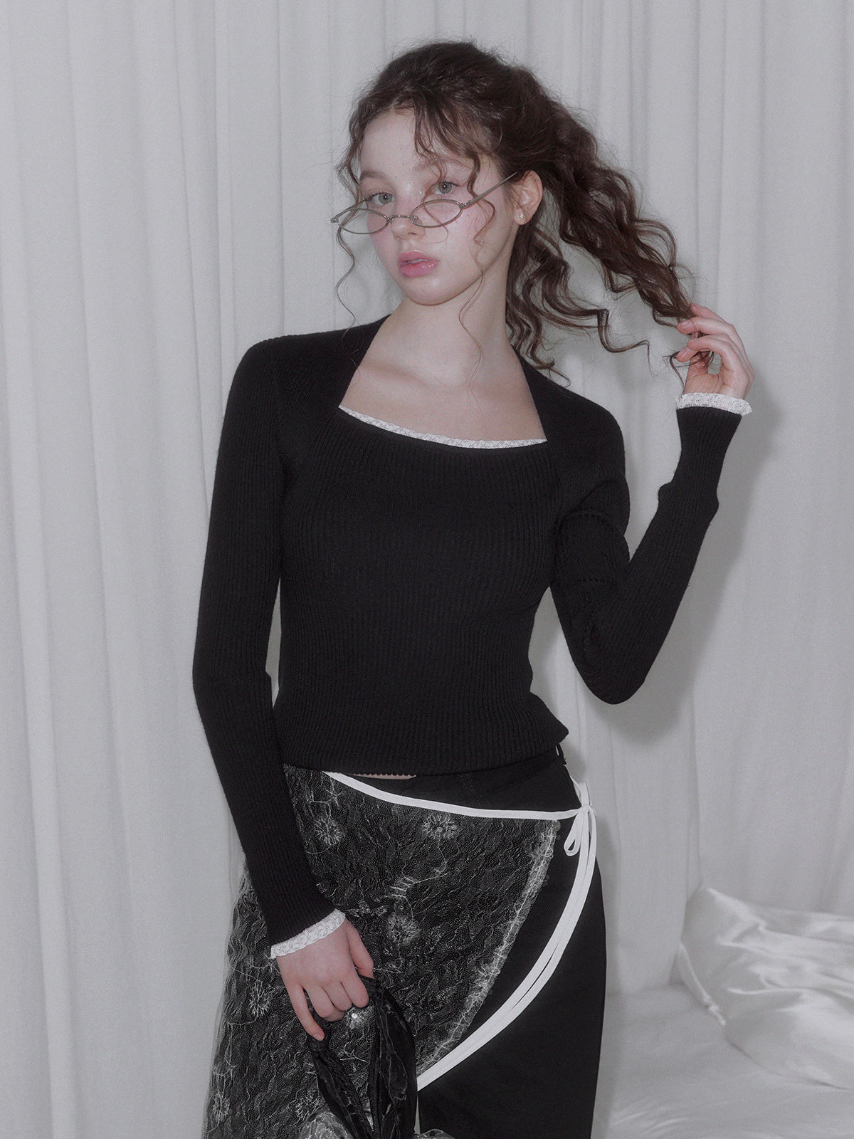 Delvin Lace Bolero Long Sleeve Knit