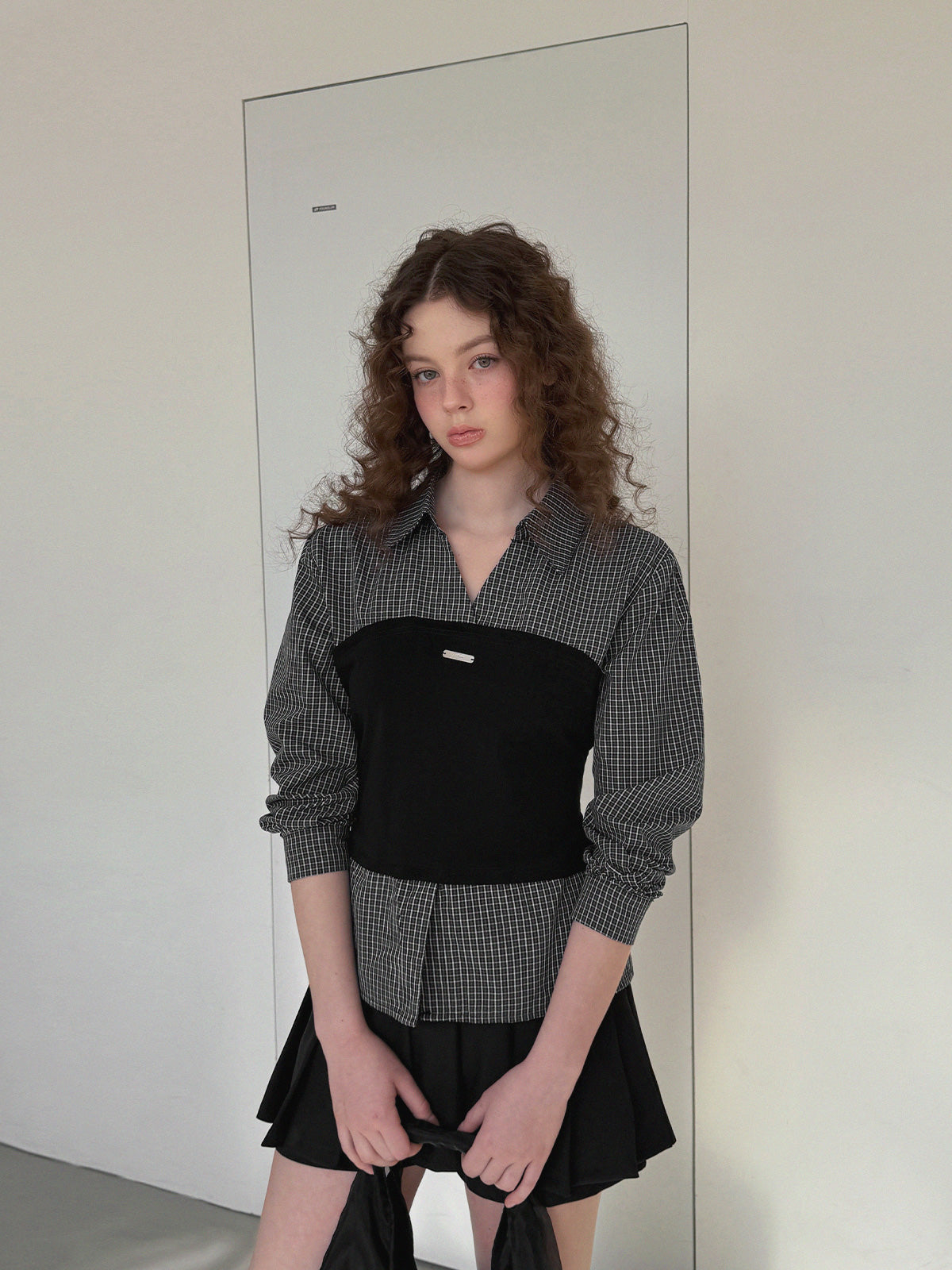 Noen Layered Top Bustier Shirt Blouse