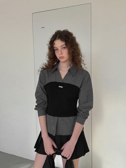 Noen Layered Top Bustier Shirt Blouse