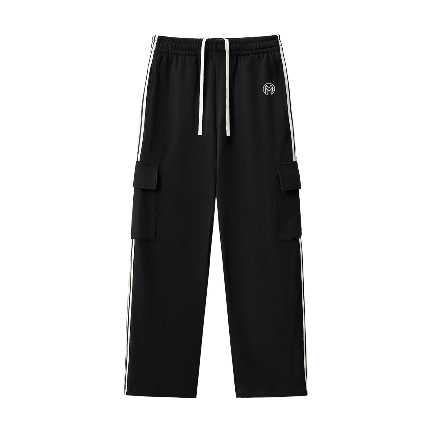 Montenégra Side Stripe Straight-Leg Pants – Premium Black & White