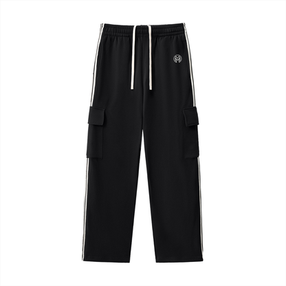 Montenégra Side Stripe Straight-Leg Pants – Premium Black & White
