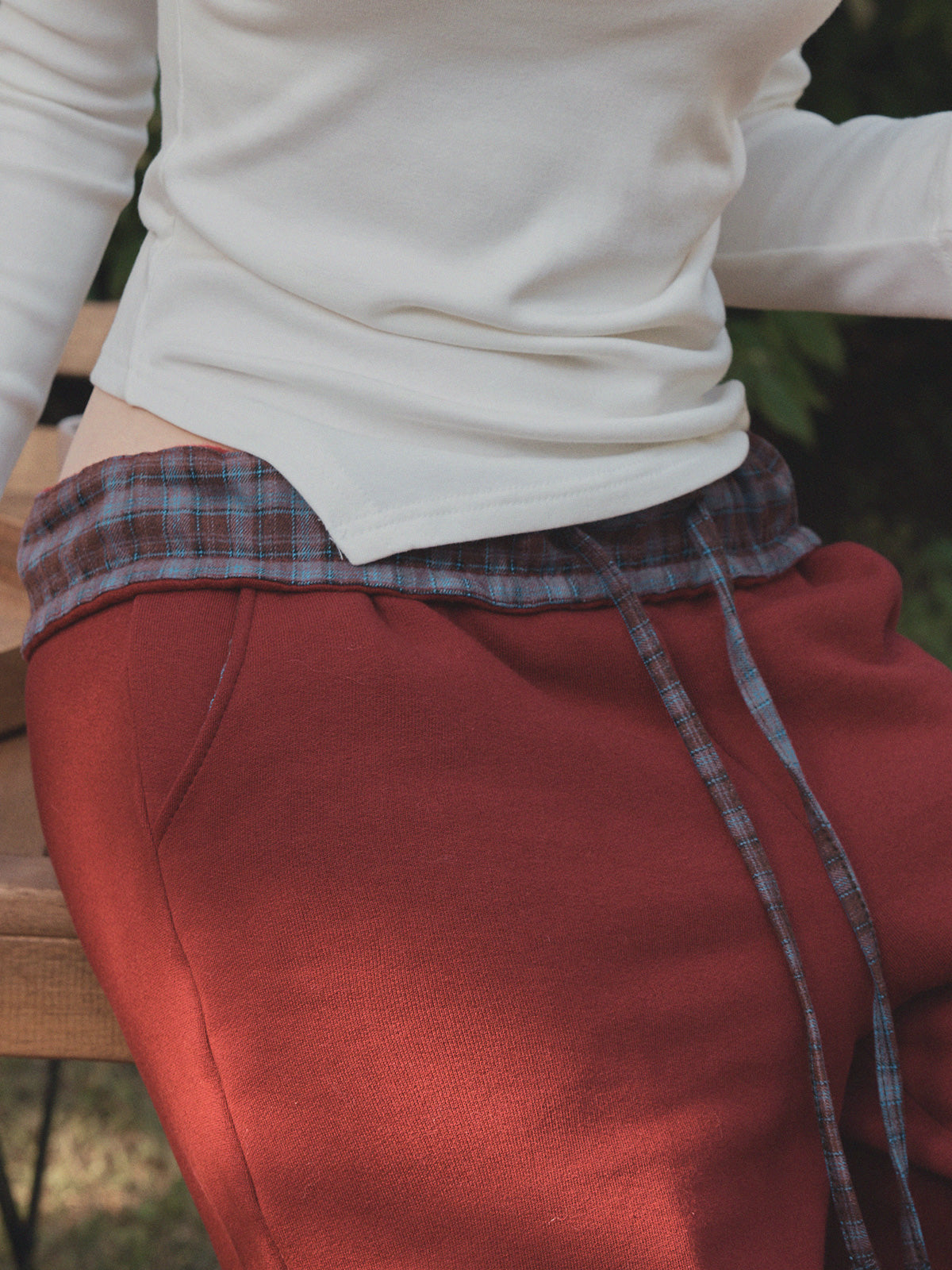 Jardin Check Contrast Wide Sweatpants