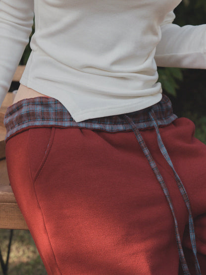 Jardin Check Contrast Wide Sweatpants