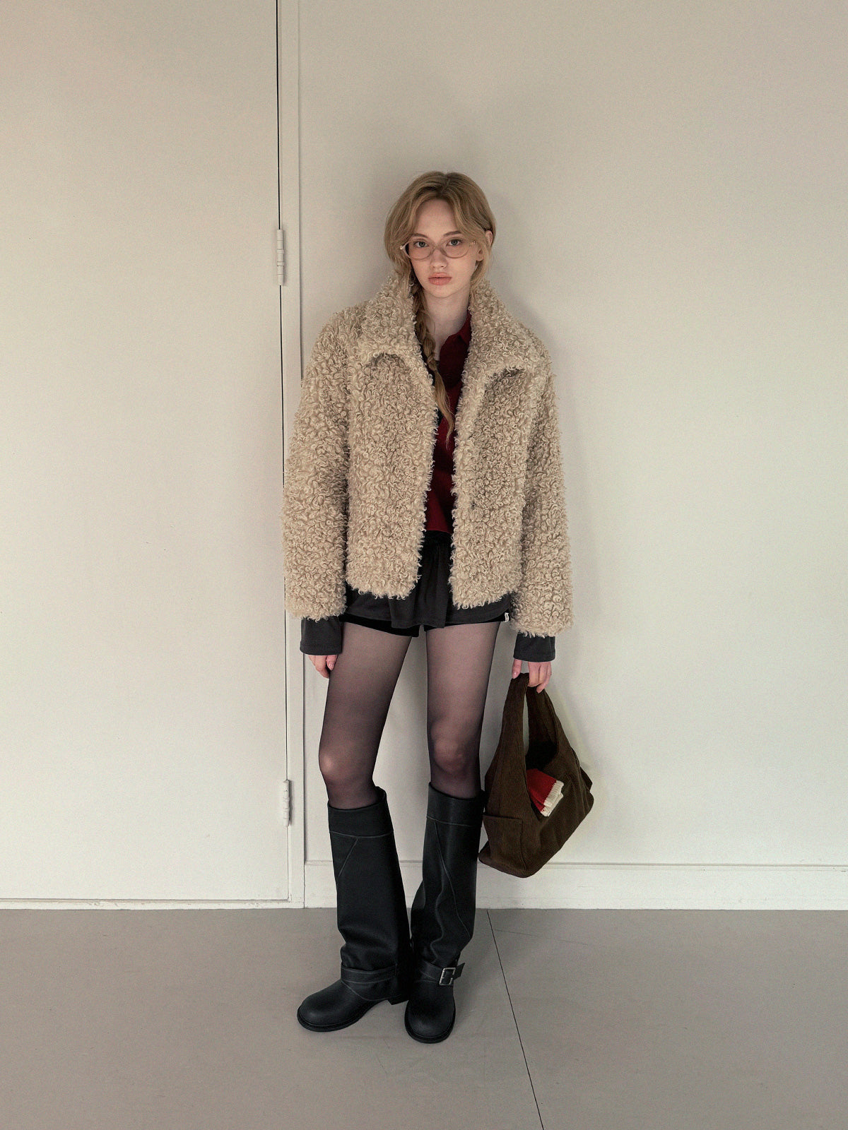 Rotten Wide-Collar Teddy Fur Jacket