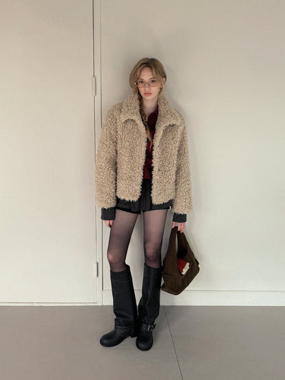 Rotten Wide-Collar Teddy Fur Jacket