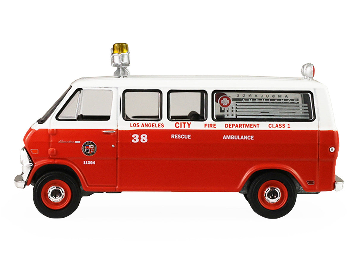 1969 Ford Econoline Ambulance "Los Angeles Fire Department" Red and White "Fire & Rescue" Series #5 1/64 Diecast Model Car by Greenlight