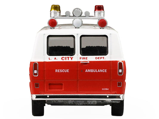 1969 Ford Econoline Ambulance "Los Angeles Fire Department" Red and White "Fire & Rescue" Series #5 1/64 Diecast Model Car by Greenlight