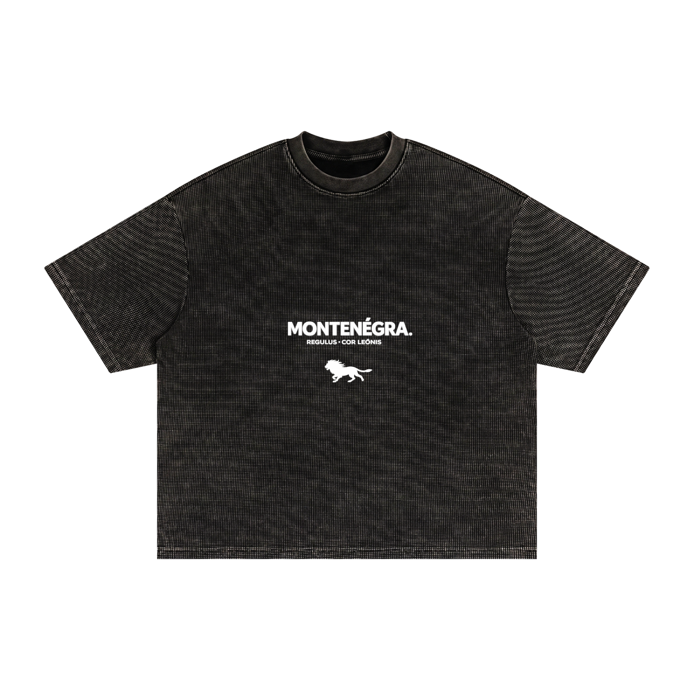 Montenegra Textured Waffle Washed Boxy T-Shirt - Black