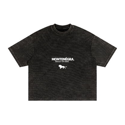 Montenegra Textured Waffle Washed Boxy T-Shirt - Black