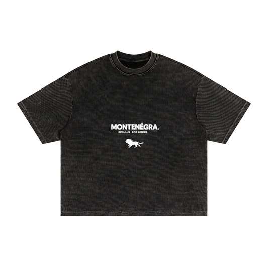 Montenegra Textured Waffle Washed Boxy T-Shirt - Black