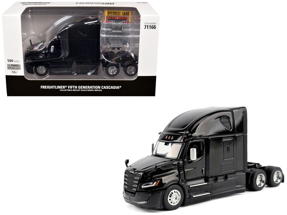 2025 Freightliner Cascadia Gen-5 Sleeper Cab Truck Tractor Night-Shift Black "Transport Series" 1/64 Diecast Model by Diecast Masters