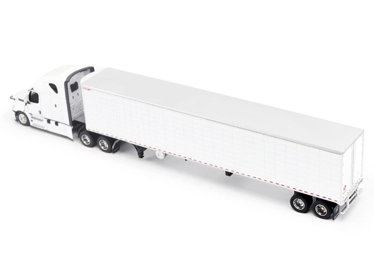 2025 Freightliner Cascadia Gen-5 Truck Tractor with Sleeper and Great Dane Champion 53ft Refrigerated Trailer Winter White "Transport Series" 1/64 Diecast Model by Diecast Masters