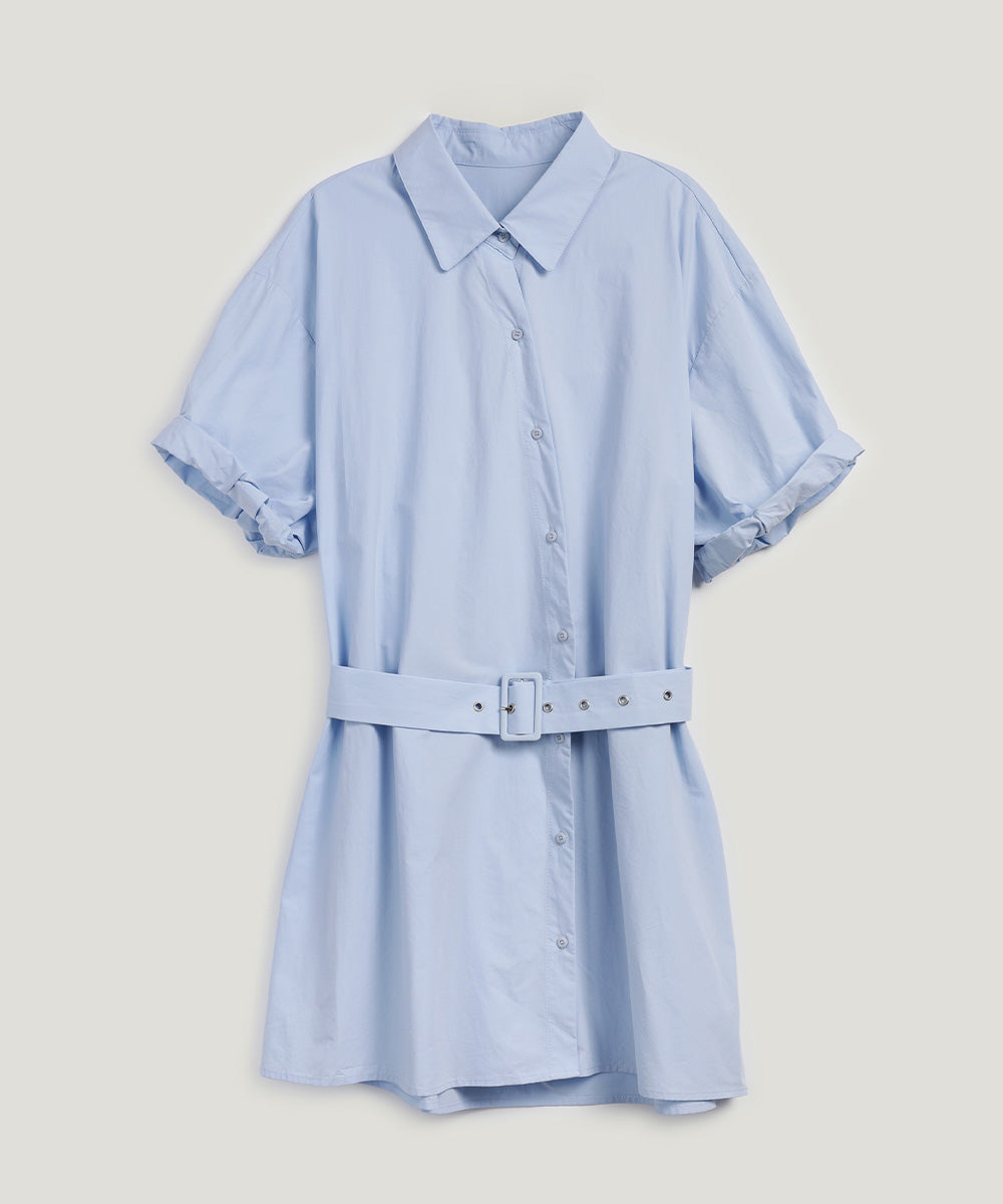 Lovin Roll-Up Shirt Dress (Belt Set)