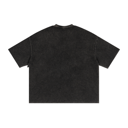 Montenegra Textured Waffle Washed Boxy T-Shirt - Black