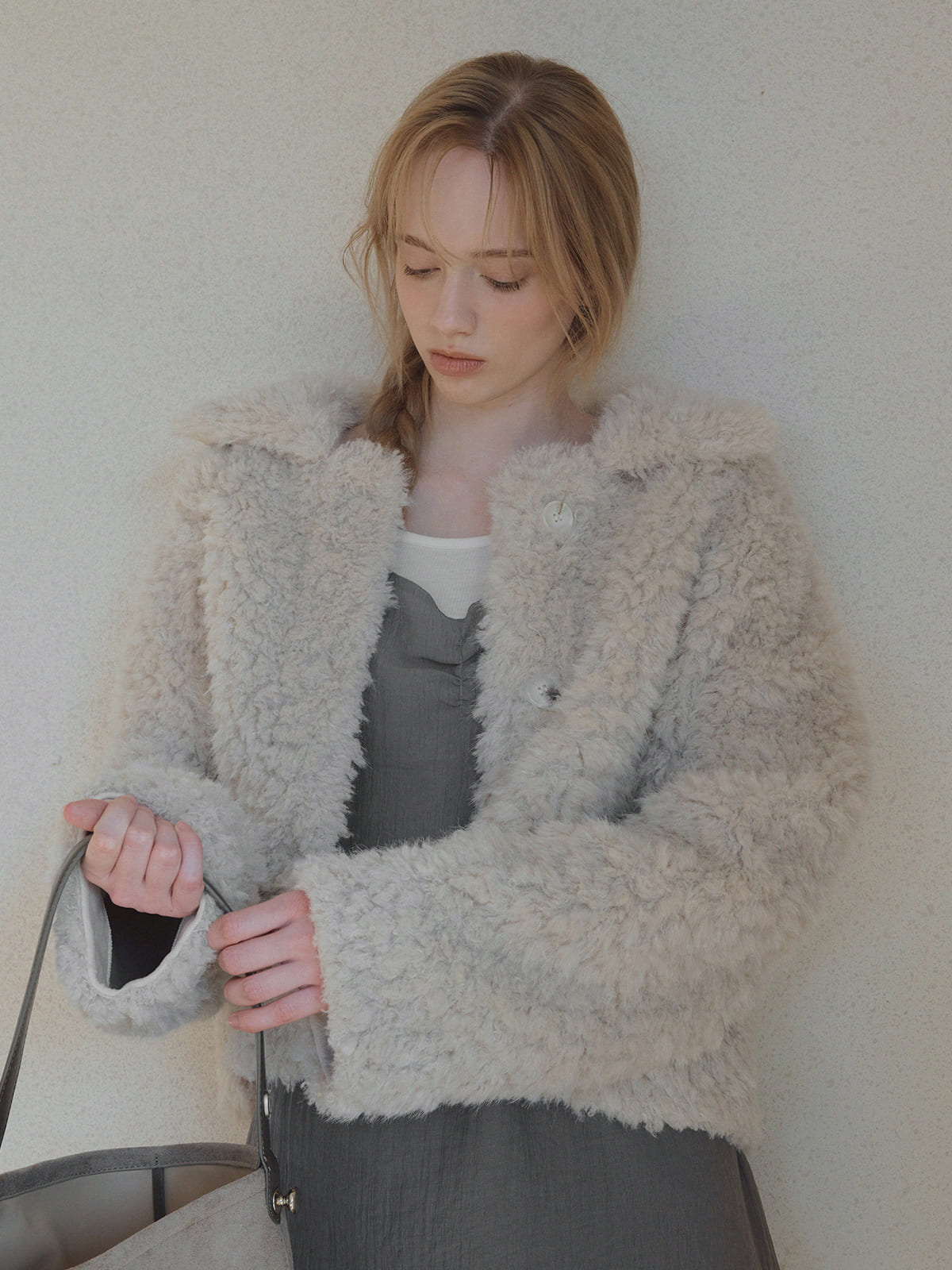 Buard Shearling Collar Fur Jacket