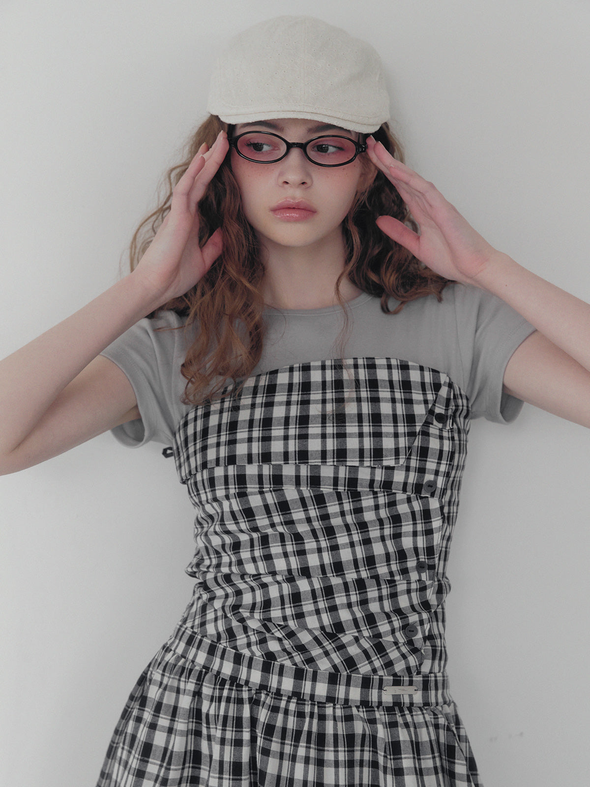 Vinci pattern pintuck long dress