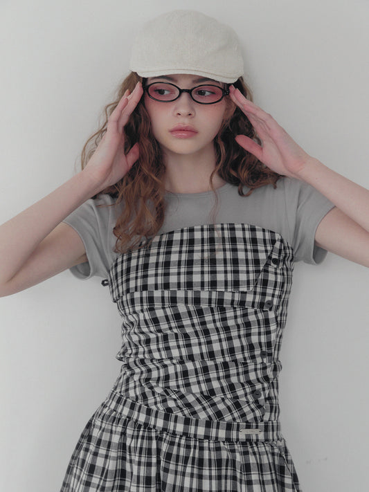 Vinci pattern pintuck long dress