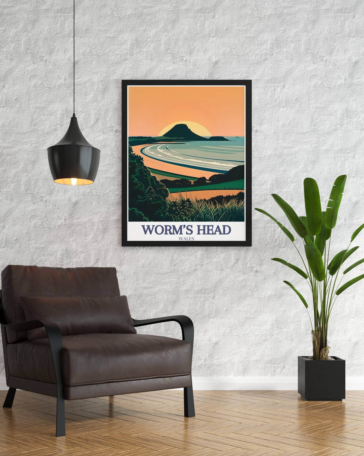 Lookrover Worm's Head Gower Peninsula Rhossili Bay Travel Poster Canvas Art Print Wall Decor