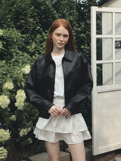 Loved Collar Blouson Jumper [Suede/ Leather]