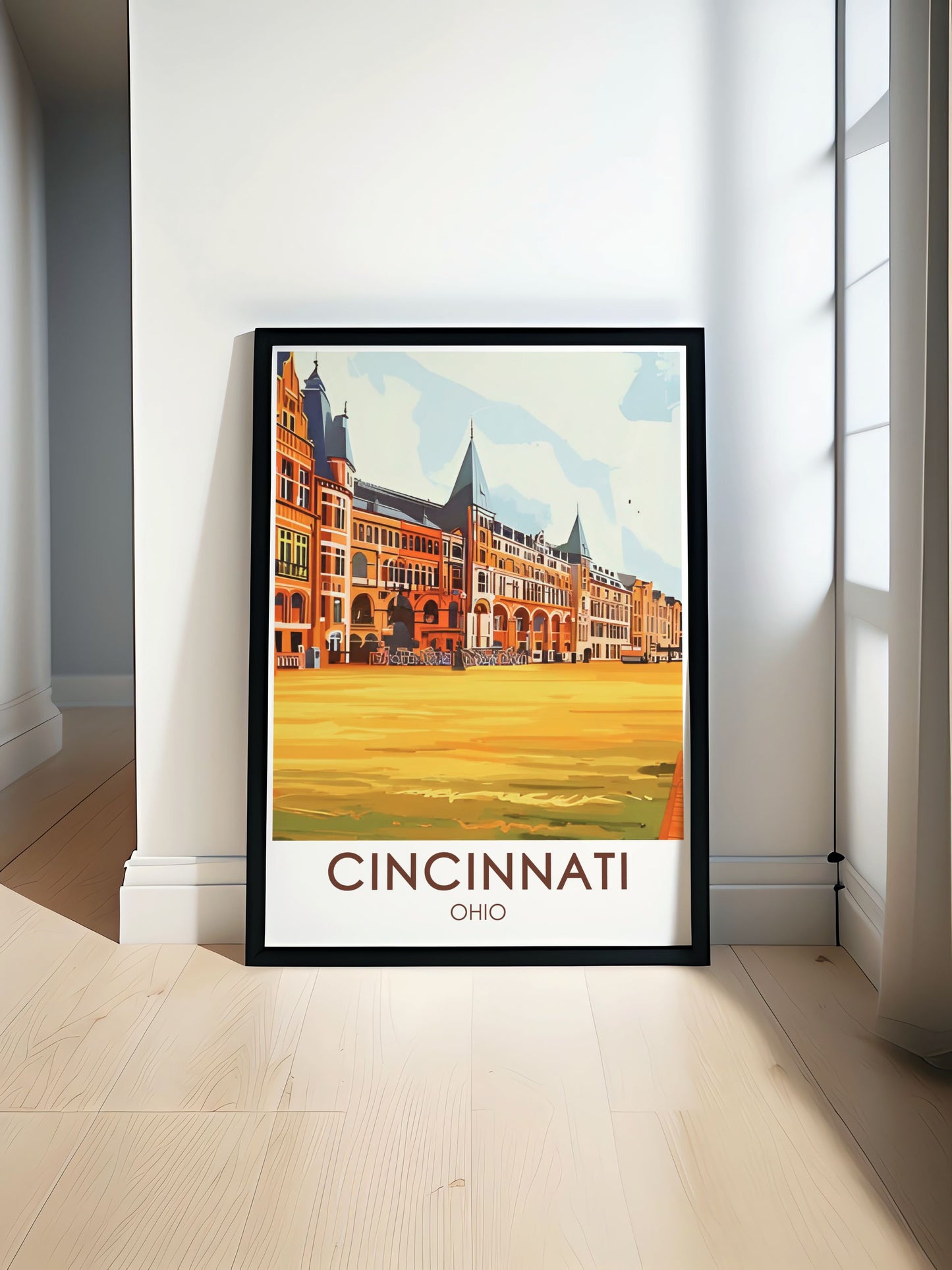 Cincinnati Poster Print -  Cincinnati Music Hall Poster Print - Cincinnati Skyline Travel Print - Cincinnati City Map Canvas Art