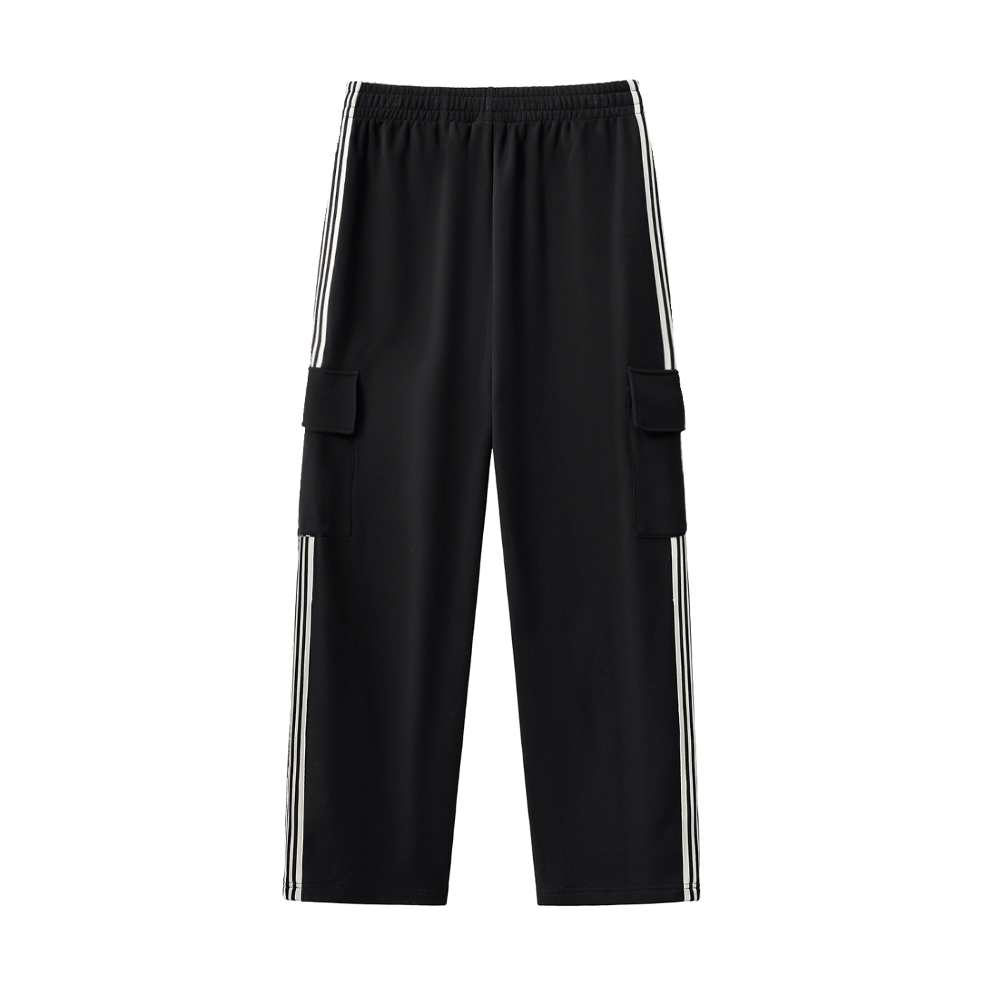 Montenégra Side Stripe Straight-Leg Pants – Premium Black & White