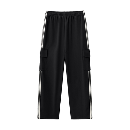 Montenégra Side Stripe Straight-Leg Pants – Premium Black & White