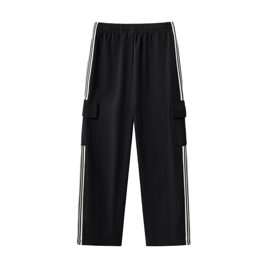 Montenégra Side Stripe Straight-Leg Pants – Premium Black & White