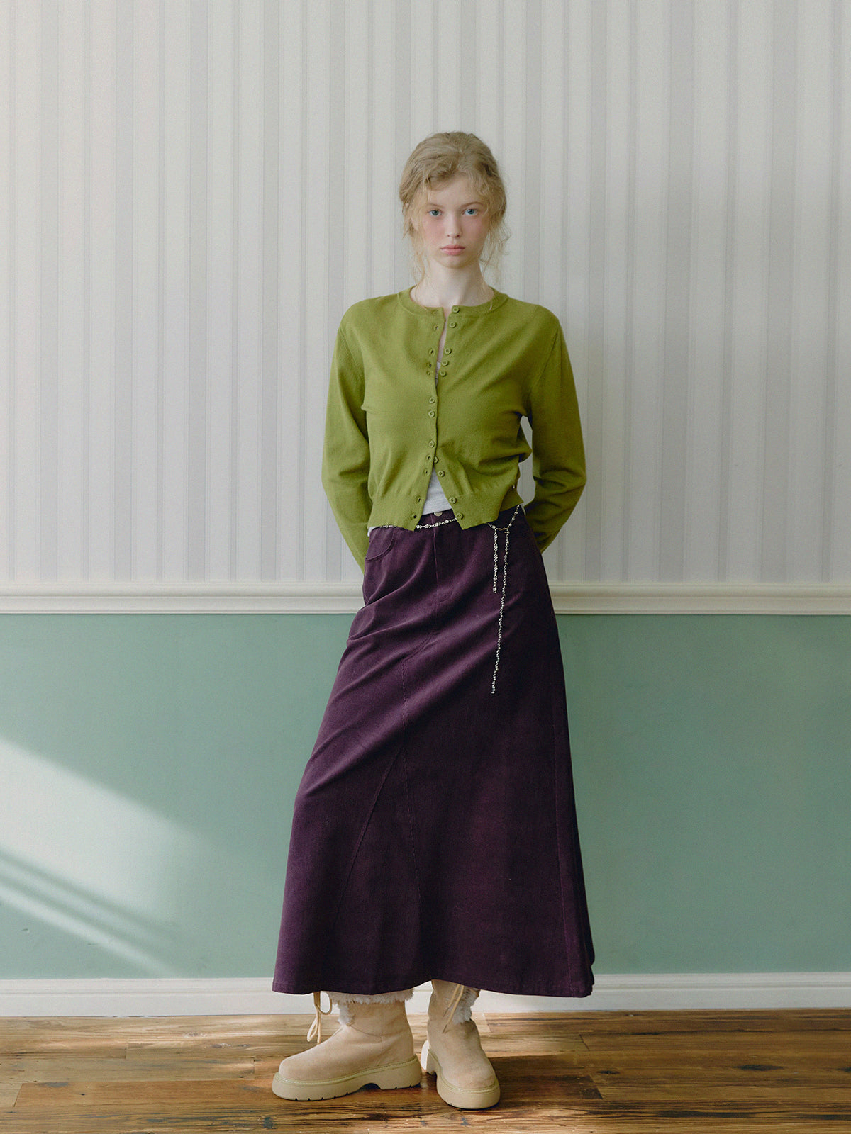 Tudet Corduroy Maxi Long Skirt