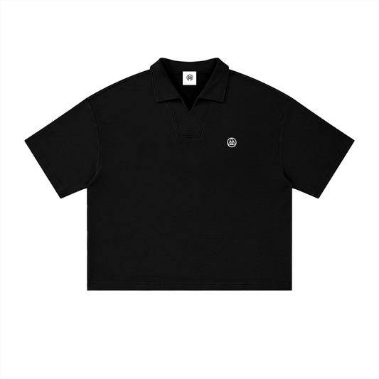 Montenegra Vintage Wash Waffle Boxy Polo Shirt