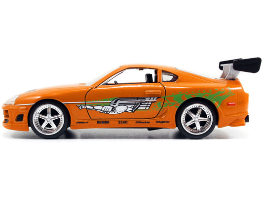 Brian's Toyota Supra Orange with Graphics "The Fast and the Furious" (2001) Movie "Fast & Furious 25th Anniversary" Series 1/32 Diecast Car Model by Jada