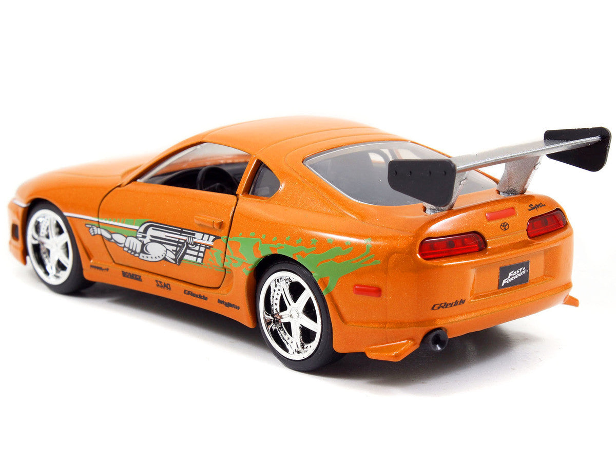 Brian's Toyota Supra Orange with Graphics "The Fast and the Furious" (2001) Movie "Fast & Furious 25th Anniversary" Series 1/32 Diecast Car Model by Jada