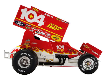Winged Sprint Car #104+ Jeff Swindell "Octane Boost" Red with Graphics "National Sprint Car Hall of Fame" 1/18 Diecast Model Car by ACME