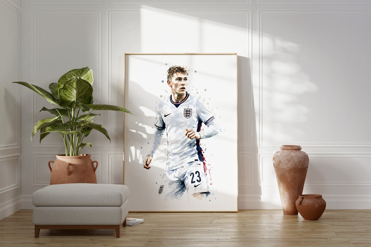 England Fussball Poster  · Geschenkidee · Aquarell Sport Wandbild · Deko Print ohne Rahmen