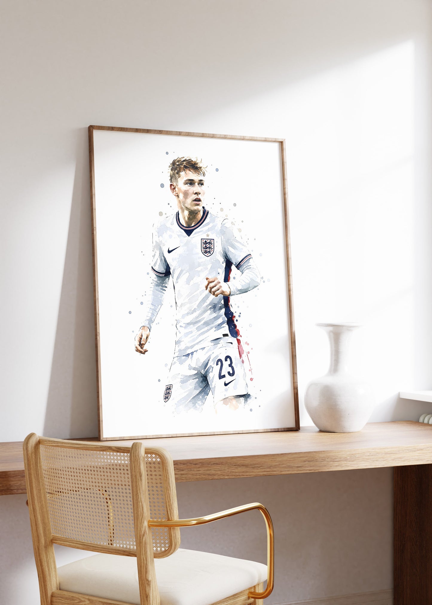 England Fussball Poster  · Geschenkidee · Aquarell Sport Wandbild · Deko Print ohne Rahmen
