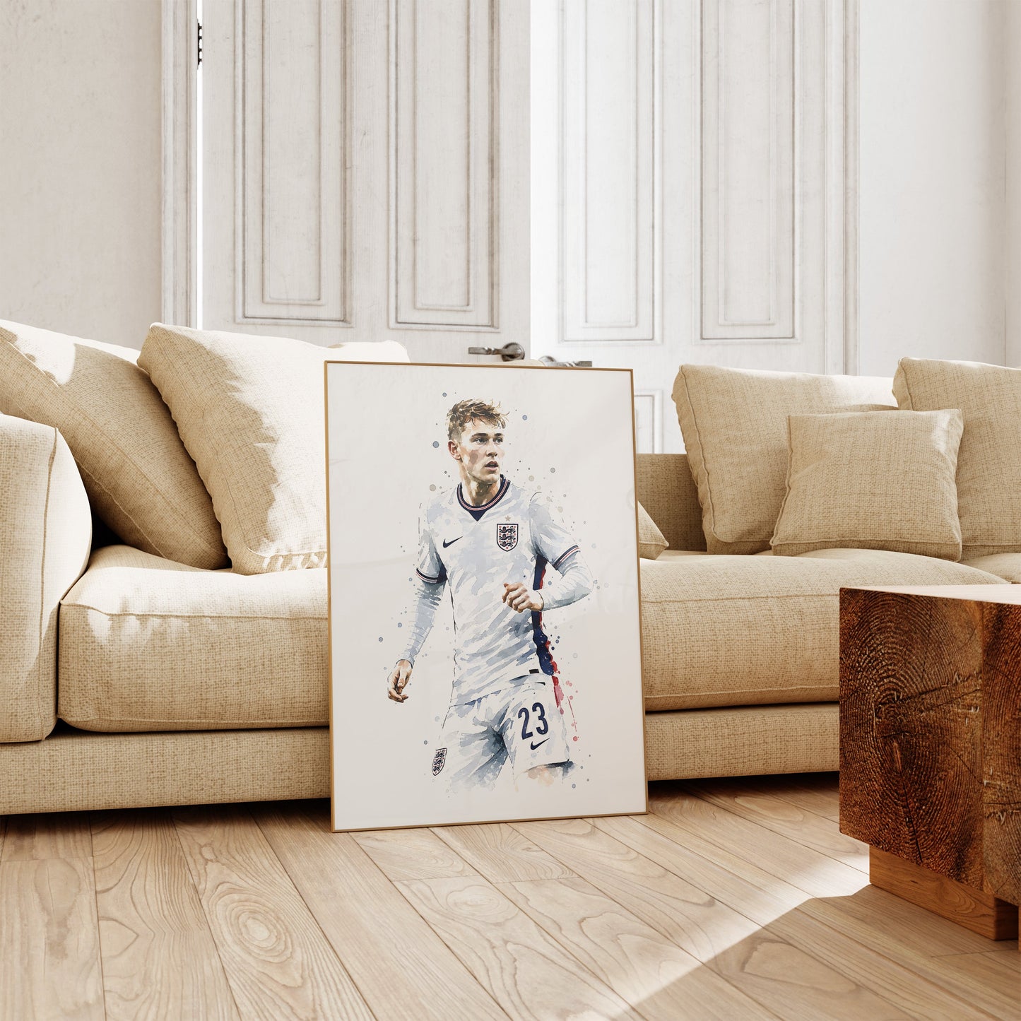 England Fussball Poster  · Geschenkidee · Aquarell Sport Wandbild · Deko Print ohne Rahmen
